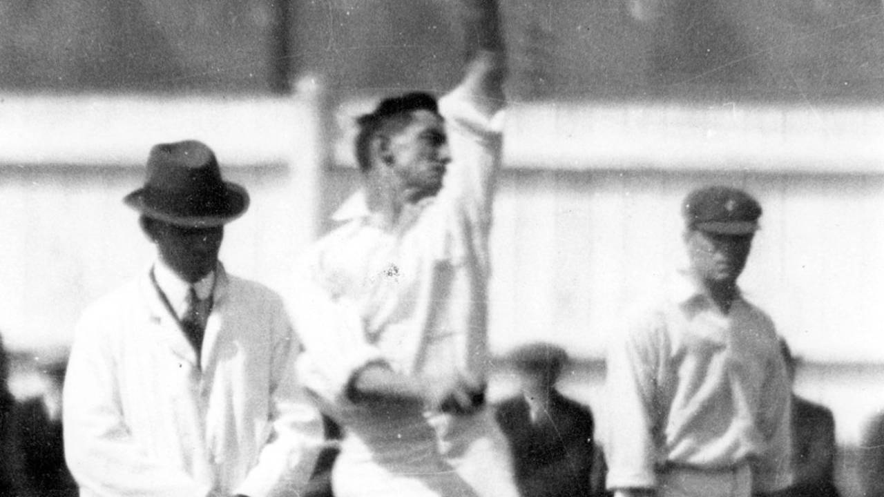 Ted McDonald prepares to deliver the ball, Leicestershire v Australians, Leicester, April 30, 1921