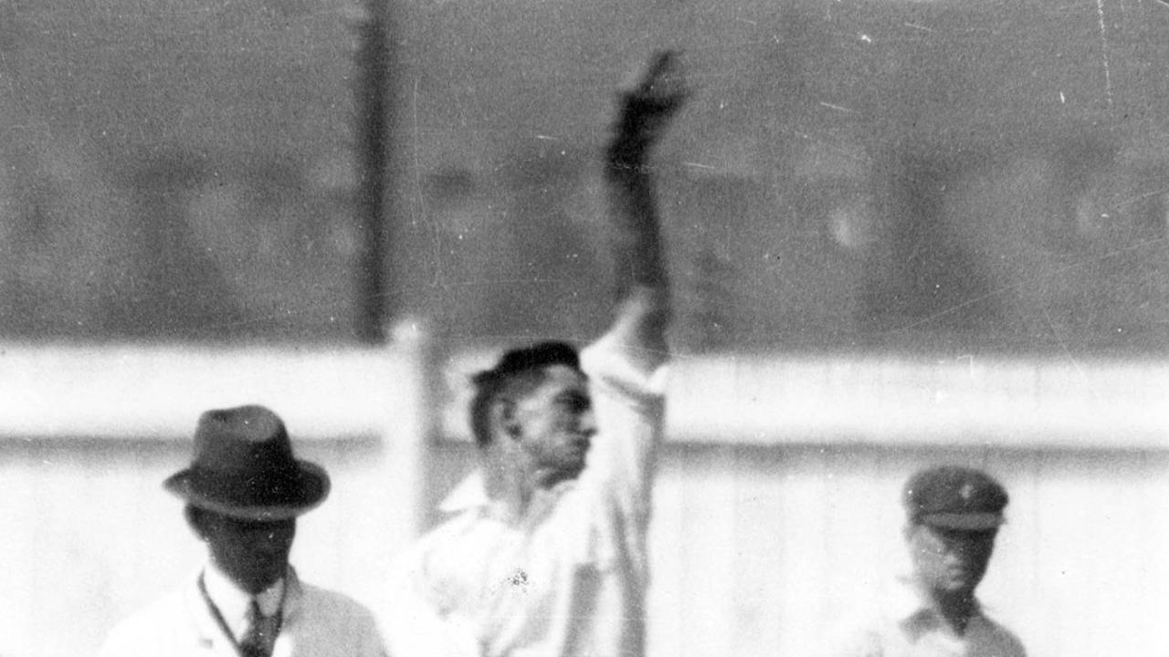 Ted McDonald prepares to deliver the ball, Leicestershire v Australians, Leicester, April 30, 1921