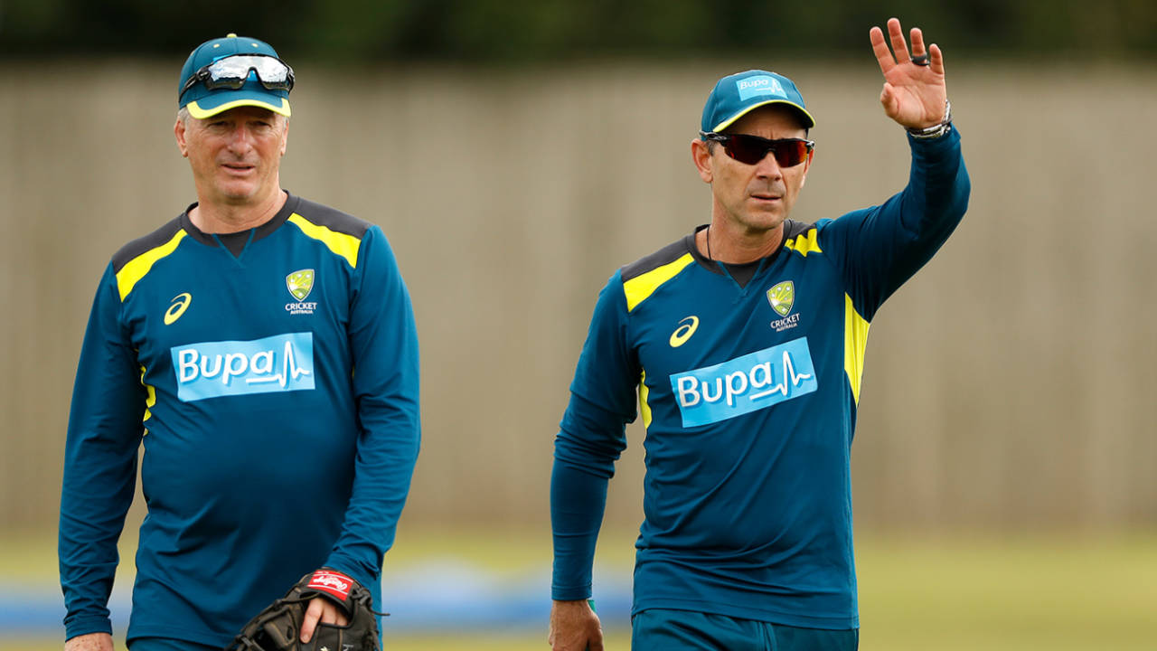 The presence of former players such as Steve Waugh has helped share the burden on Justin Langer, Southampton, July 21, 2019