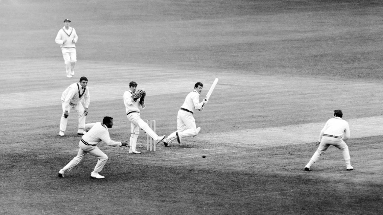 Basil D'Oliveira runs to intercept a ball played by Ian Chappell, MCC v Australians, Lord's, May 20, 1968