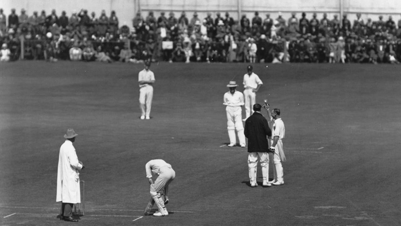 Jack Hobbs toasting the crowd, Somerset v Surrey, Taunton, August 18, 1925