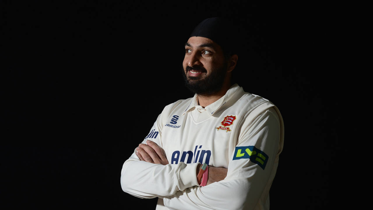 Monty Panesar at an Essex photo call, Chelmsford, April 7, 2015

