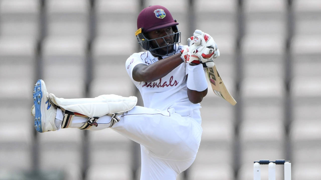 Jermaine Blackwood in action, England v West Indies, 1st Test, 5th day, Southampton, July 12, 2020