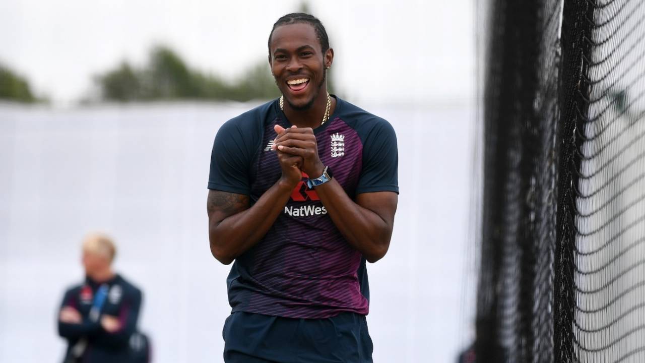 Jofra Archer during a practice session, Manchester, July 14, 2020