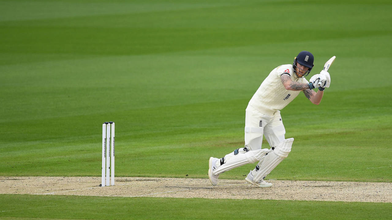 Ben Stokes clips to the leg-side, England v West Indies, 2nd Test, Old Trafford, July 16, 2020
