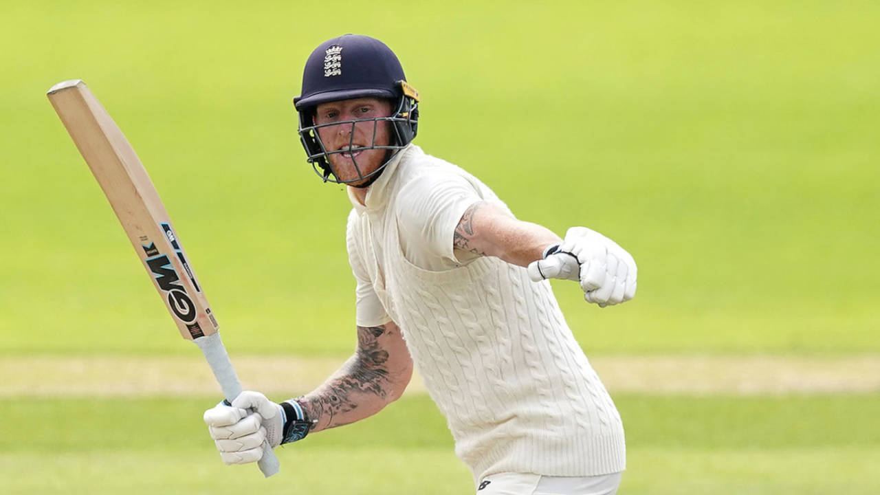 Ben Stokes sets off for a quick single, England v West Indies, 2nd Test, Day 2, Emirates Old Trafford, July 17, 2020