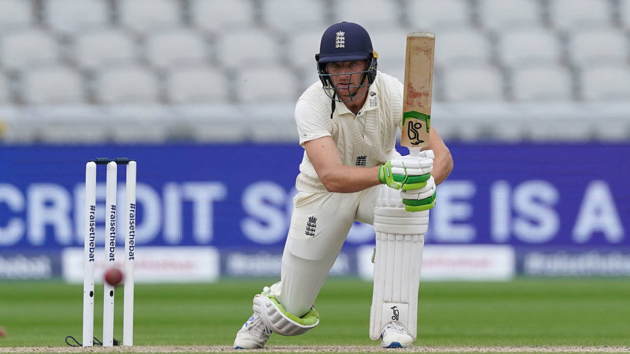 Jos Buttler drives into the covers, England v West Indies, 2nd Test, Day 2, Emirates Old Trafford, July 17, 2020