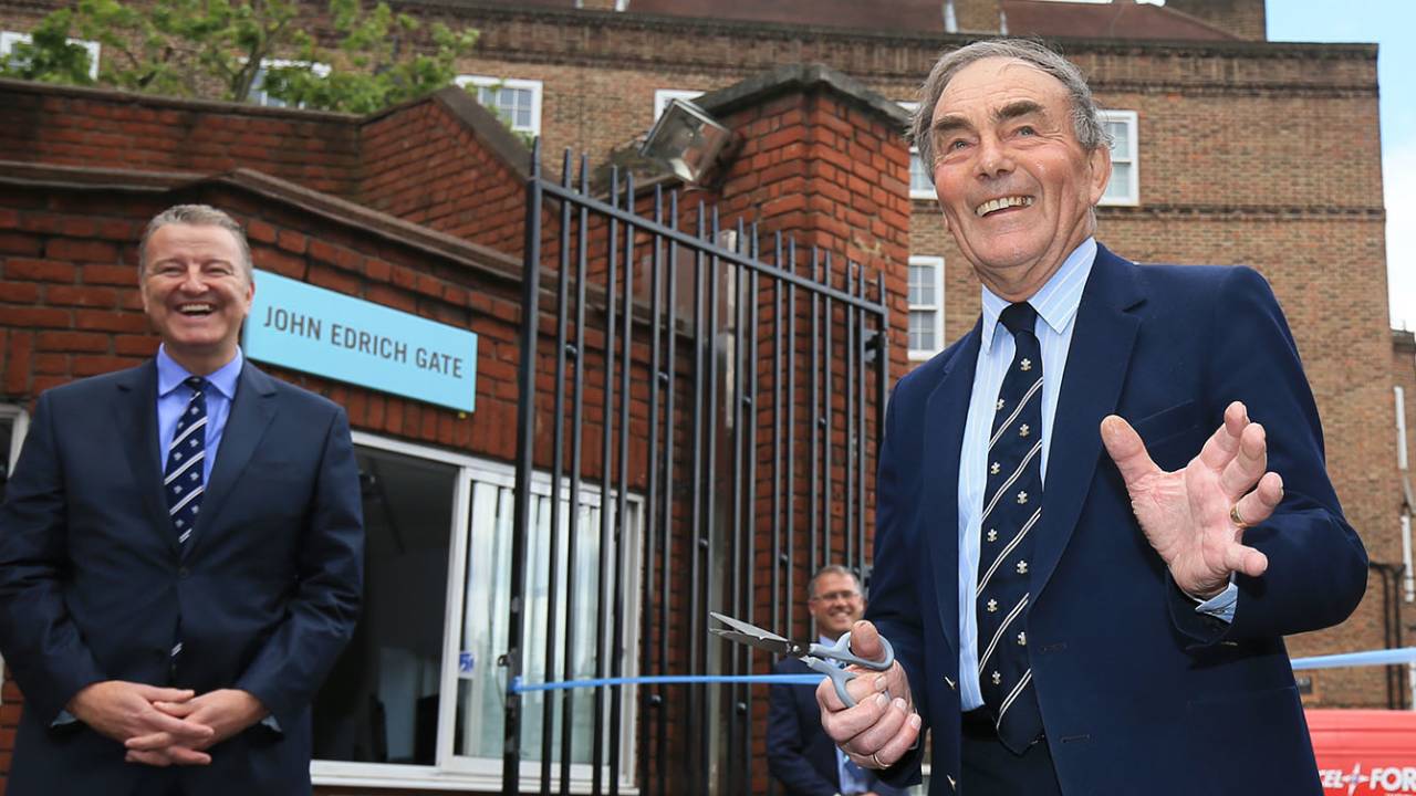 John Edrich at the unveiling of a gate in his name at The Oval