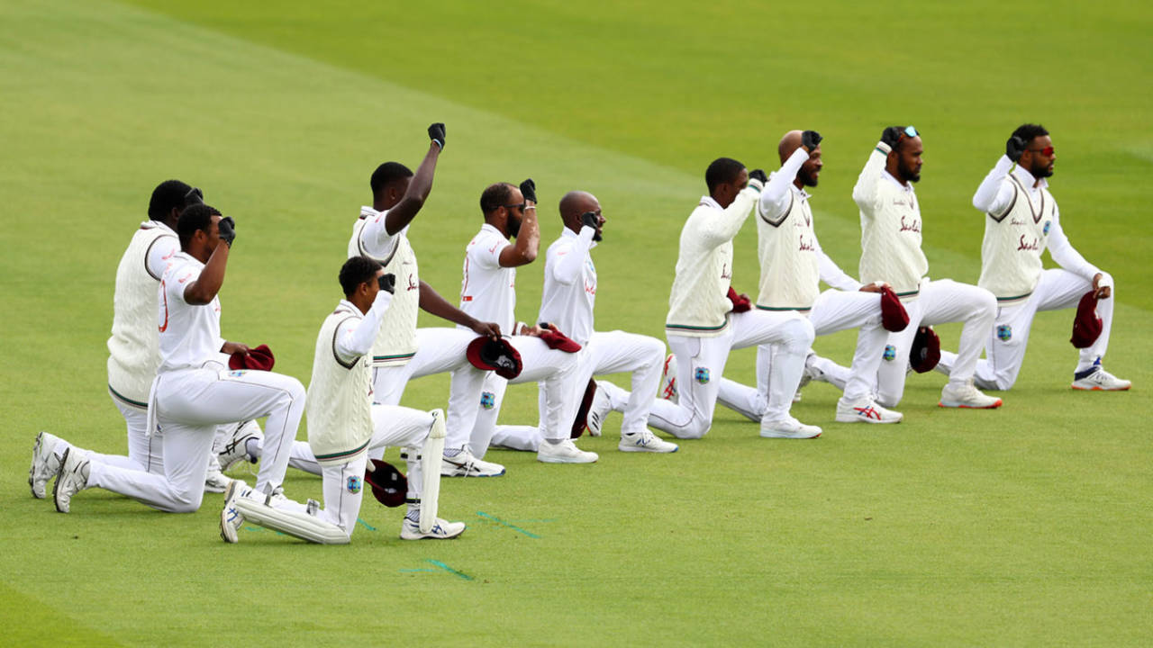 West Indies' players take a knee before the start&nbsp;&nbsp;&bull;&nbsp;&nbsp;Getty Images