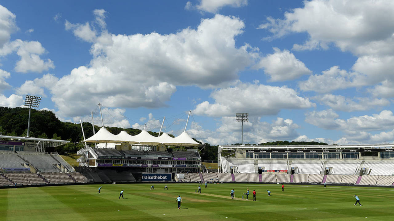 A general view of the ground during England's warm-up match, Ageas Bowl, Team Morgan v Team Moeen, July 22, 2020