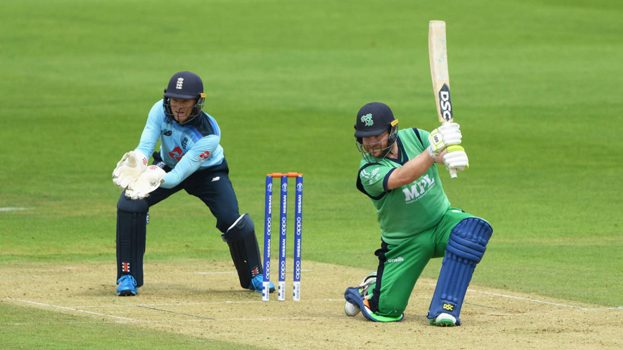 Paul Stirling drives through the off side, England Lions v Ireland, Ageas Bowl, July 26, 2020