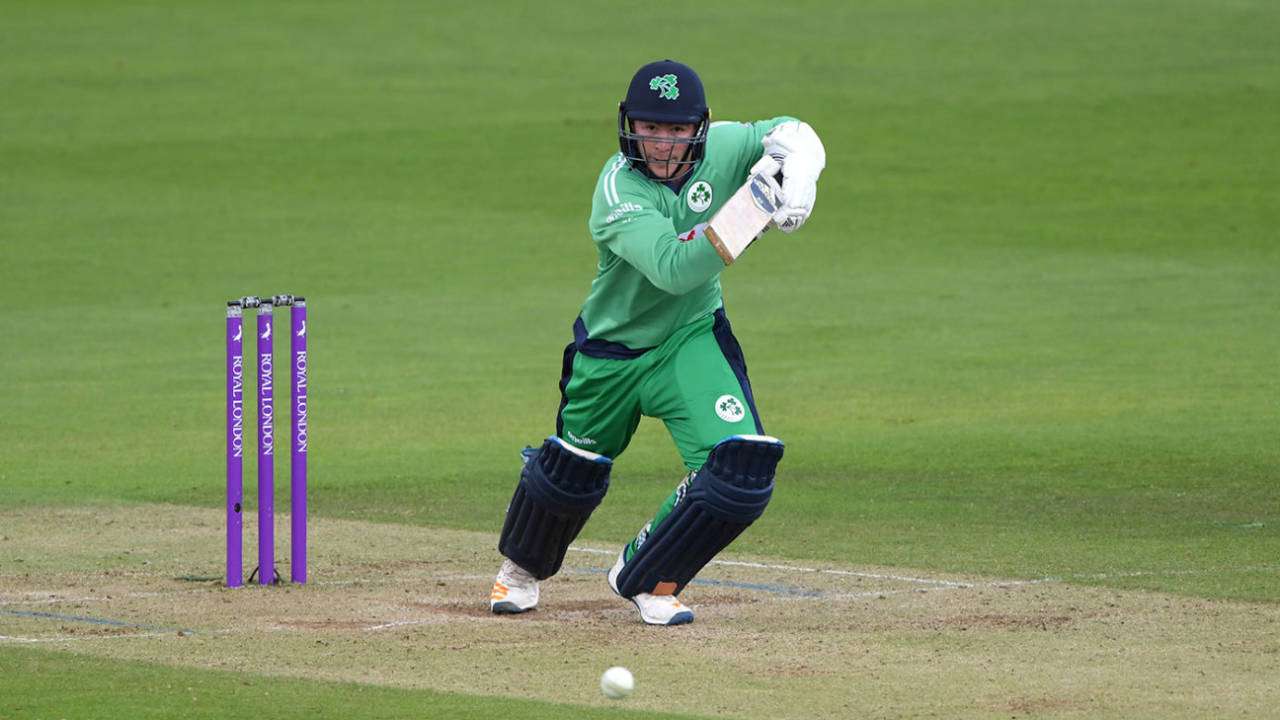 Curtis Campher drives through the covers, England v Ireland, 2nd ODI, Southampton, August 1, 2020