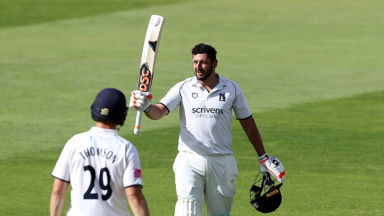 Tim Bresnan celebrates after scoring a century on his first class debut for Warwickshire&nbsp;&nbsp;&bull;&nbsp;&nbsp;Getty Images