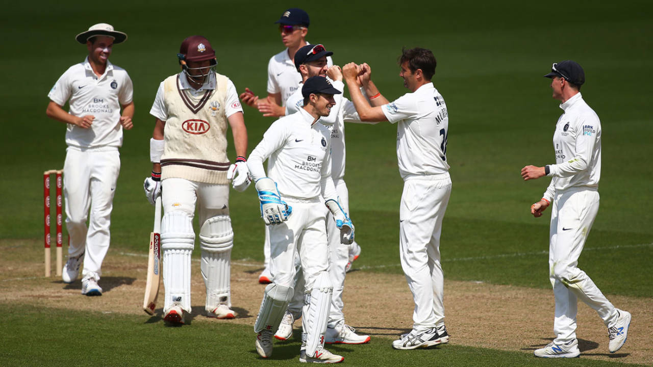 Tim Murtagh claims another wicket for Middlesex at The Oval&nbsp;&nbsp;&bull;&nbsp;&nbsp;Getty Images