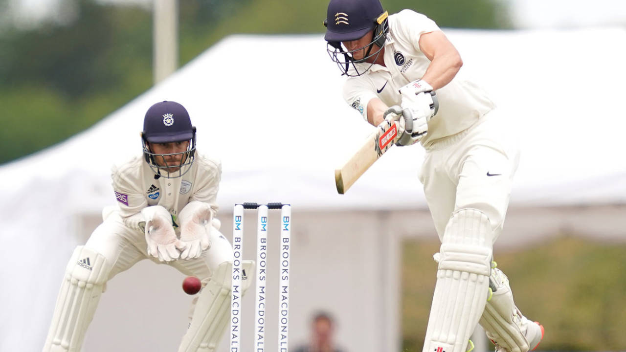 Martin Andersson forces through the off side, Middlesex v Hampshire, Bob Willis Trophy, Day 1, Radlett, August 8, 2020