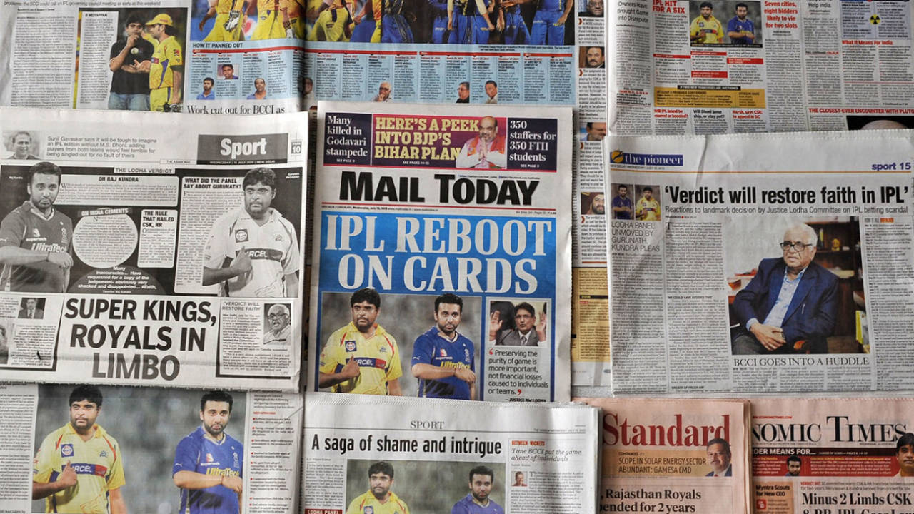 A selection of headlines in India in the aftermath of the IPL spot-fixing allegations, May 17, 2013