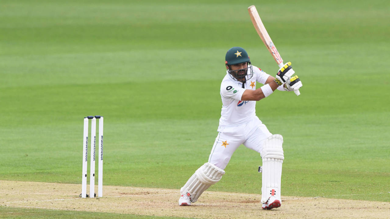 Mohammad Rizwan threads one through extra cover, England v Pakistan, Ageas Bowl, 2nd Test, 2nd day, August 14, 2020