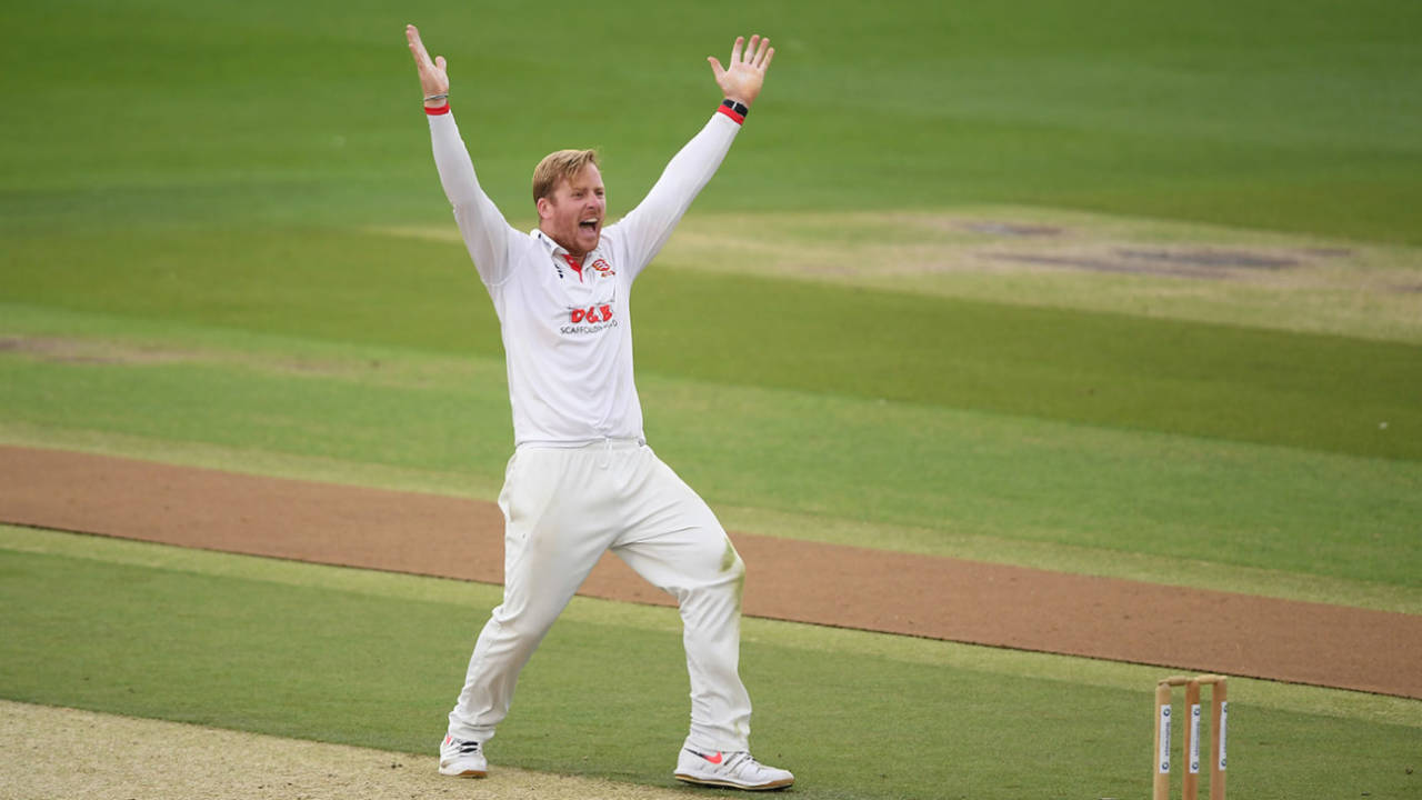 Simon Harmer appeals for a wicket, Sussex v Essex, Bob Willis Trophy, day 2, Hove, August 16, 2020