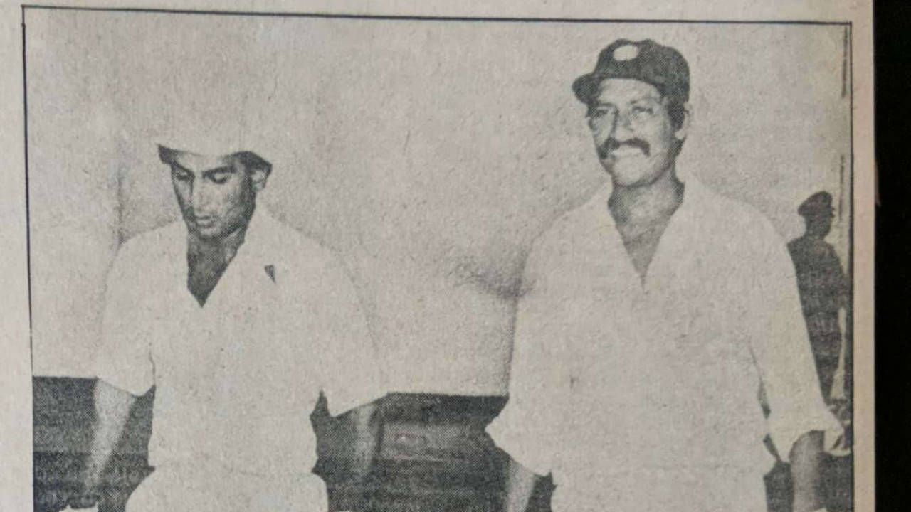 A <i>Sportsweek</i> magazine page featuring the 10th century stand for the first wicket between Sunil Gavaskar and Chetan Chauhan, achieved against New Zealand in Christchurch during the 1980-81 series