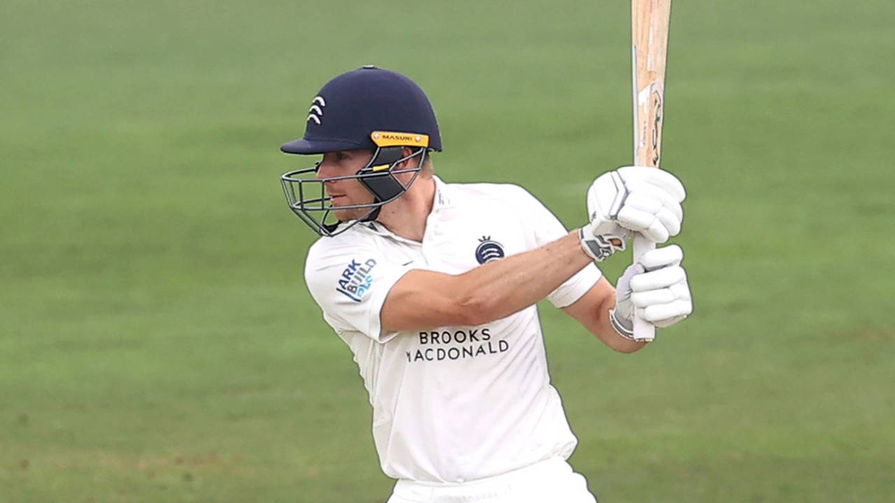 Robbie White dug in for Middlesex, Kent v Middlesex, Bob Willis Trophy, Canterbury, August 16, 2020
