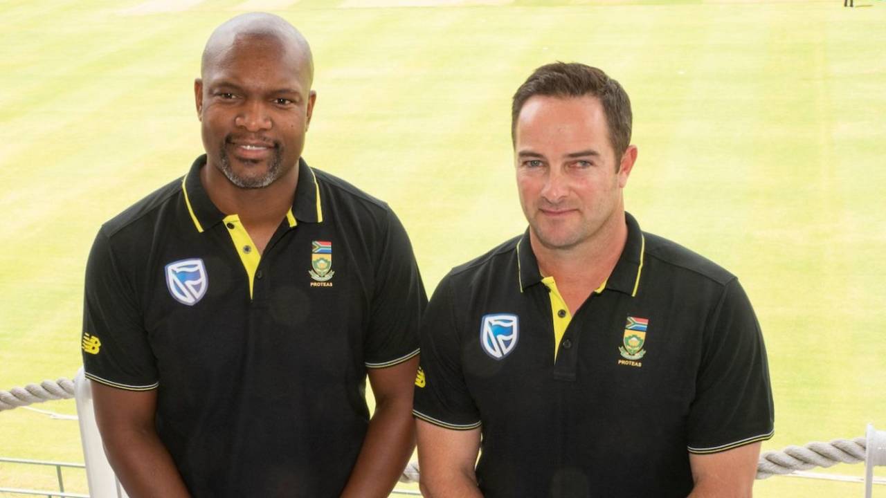 Enoch Nkwe and Mark Boucher at the unveiling of South Africa's new coaching structure, Cape Town, December 14, 2019