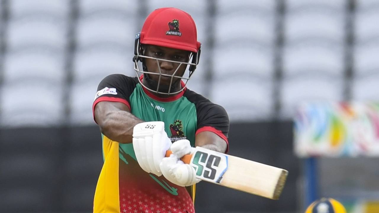 Evin Lewis goes on the offensive, St Kitts & Nevis Patriots v St Lucia Zouks, CPL 2020, Tarouba, August 22, 2020