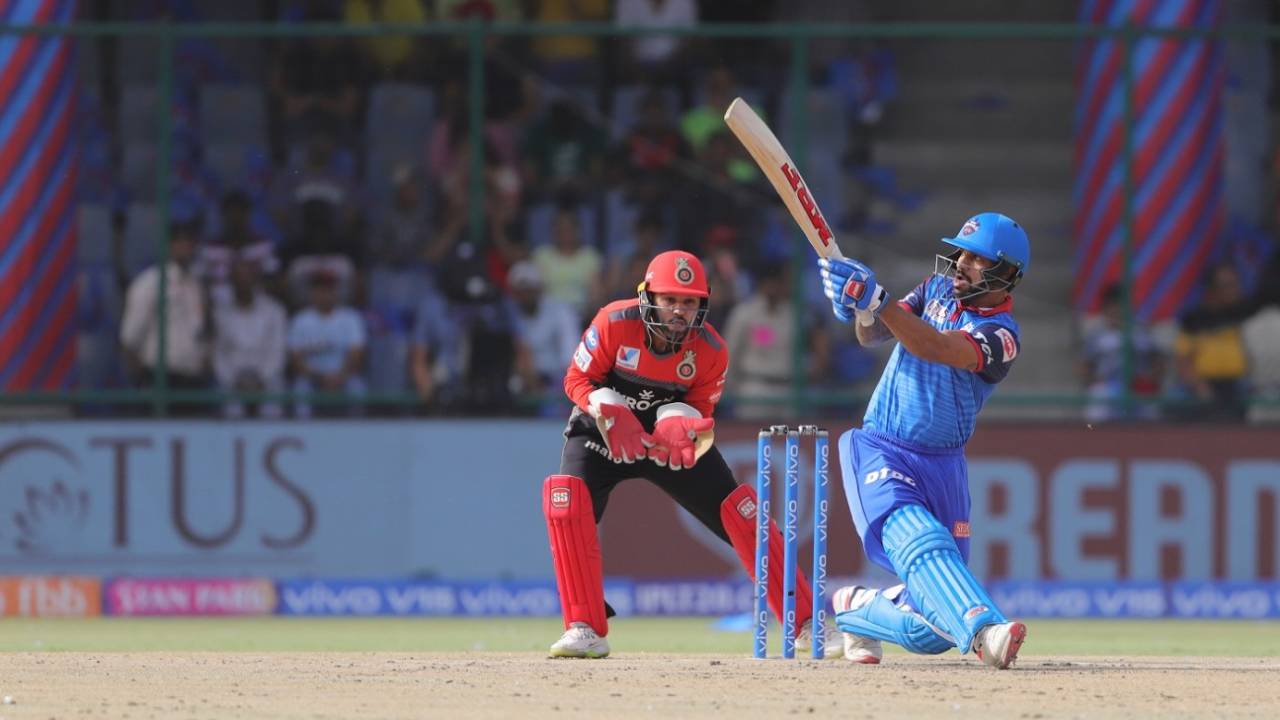 Shikhar Dhawan scored quickly at the start, Delhi Capitals v Royal Challengers Bangalore, IPL 2019, Delhi, April 28, 2019
