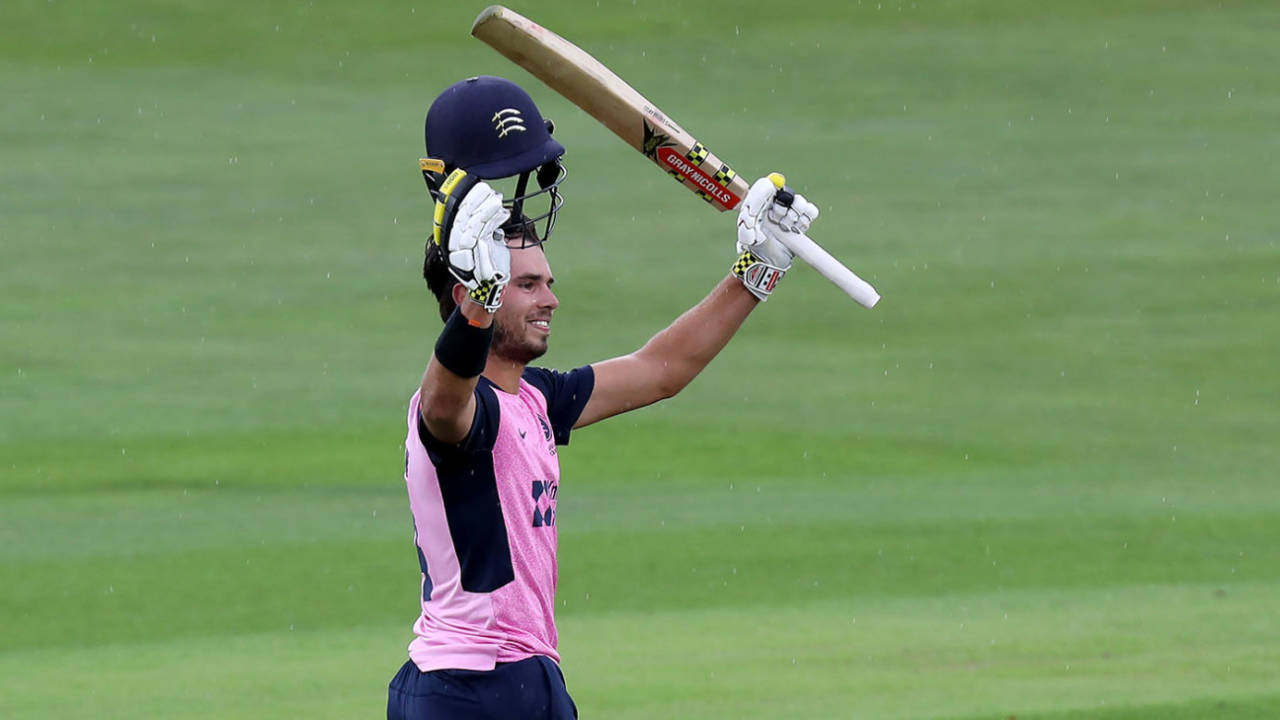 Max Holden acknowledges his maiden T20 hundred