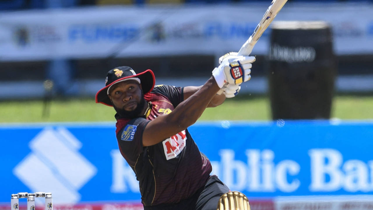 Kieron Pollard clubs one over long-on, Trinbago Knight Riders v Barbados Tridents, Queen's Park Oval, CPL 2020, August 29, 2020