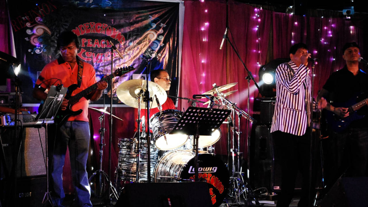 Omar Khaled Rumi (left) with his band Underground Peace Lovers in 2011