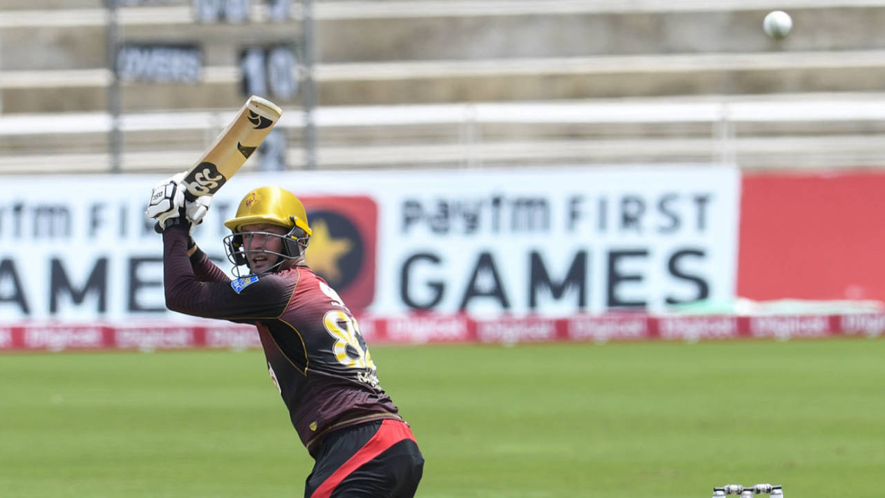 Colin Munro gets one away through third man, Jamaica Tallawahs v Trinbago Knight Riders, Brian Lara Academy, Tarouba, CPL 2020, September 1, 2020