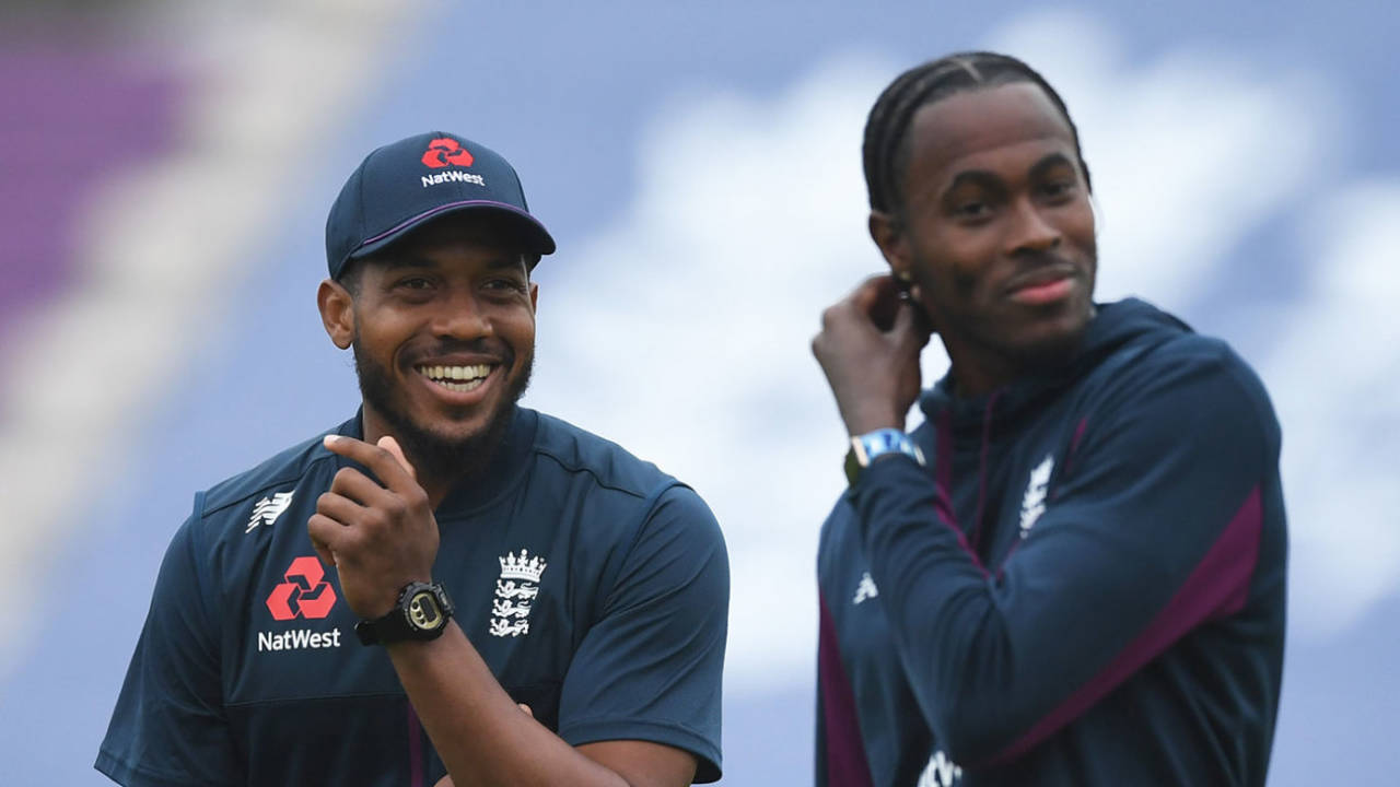 Chris Jordan and Jofra Archer in the nets with England&nbsp;&nbsp;&bull;&nbsp;&nbsp;Getty Images
