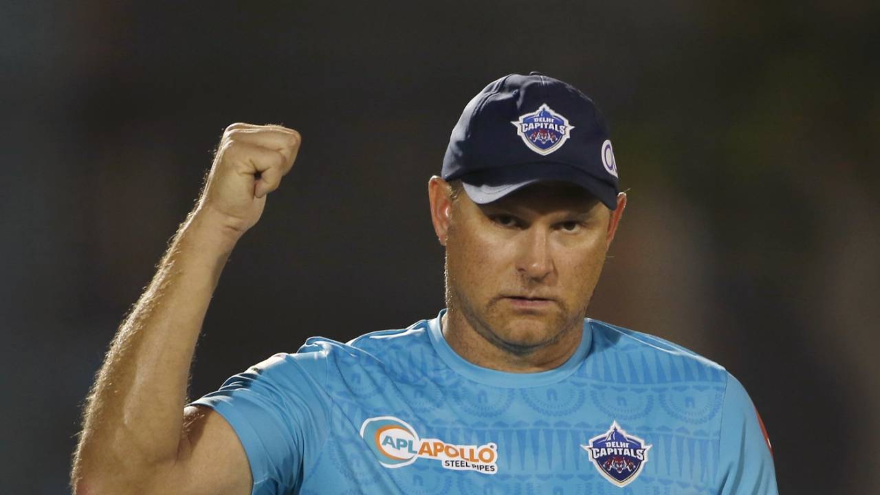 Ryan Harris gestures during his first nets session with the Delhi Capitals, IPL 2020, Dubai, September 3, 2020