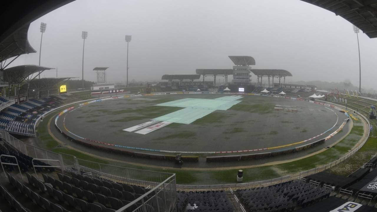 Only 5.4 overs of play was possible before it started pouring down, Jamaica Tallawahs v St Kitts & Nevis Patriots,Tarouba, CPL 2020, September 3, 2020