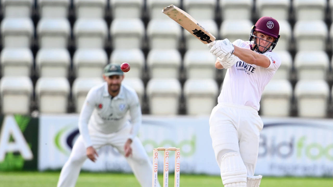 Tom Lammonby swings away a pull, Bob Willis Trophy, Worcestershire v Somerset, New Road, September 8, 2020