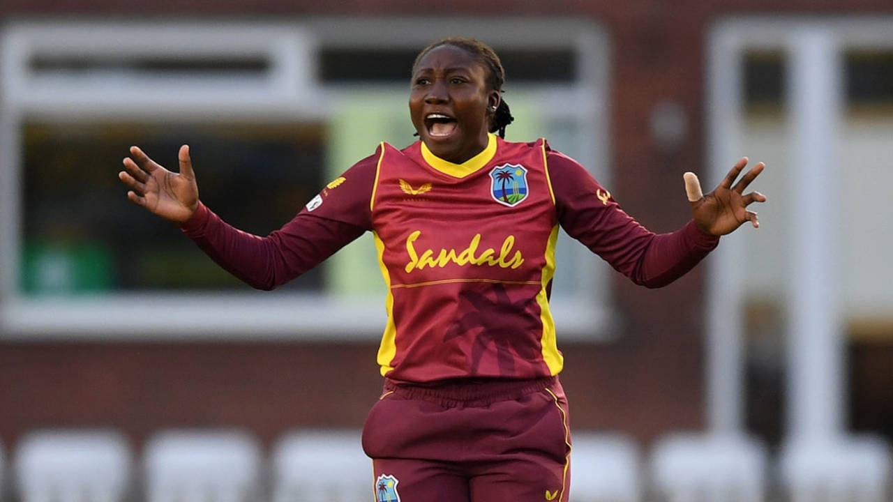 Stafanie Taylor celebrates a breakthrough, England v West Indies, 2nd women's T20I, Derby, September 23, 2020