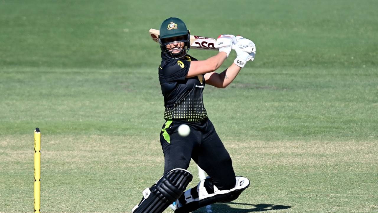 Ashleigh Gardner carves the ball through the off side, Australia v New Zealand, 1st T20I, Brisbane, September 26, 2020