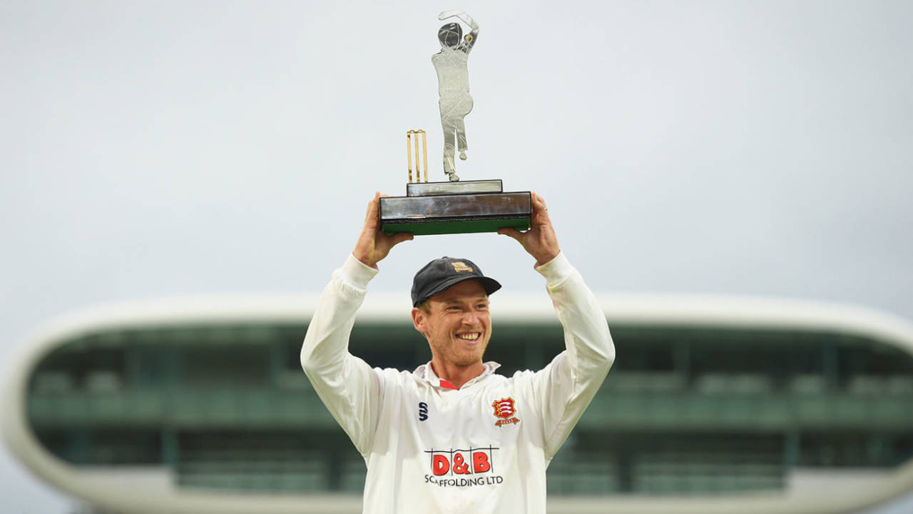 Tom Westley lifts the Bob Willis Trophy, Somerset vs Essex, Bob Willis Trophy final, 5th day, Lord's, September 27, 2020