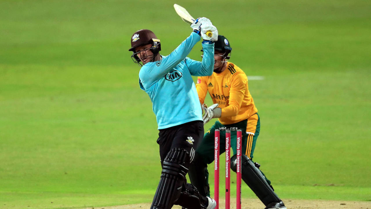 Jason Roy drives back down the ground, Surrey v Nottinghamshire, Vitality Blast final, Edgbaston, October 4, 2020
