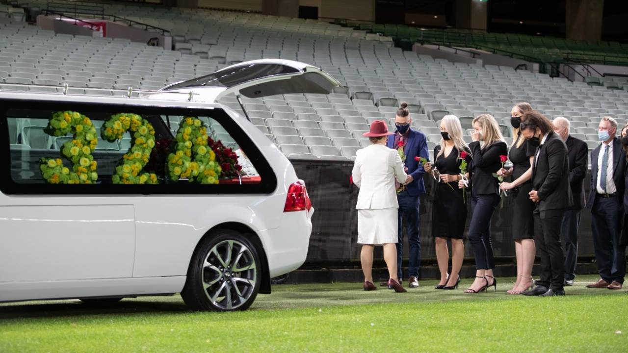 A private service was held at the MCG in memory of Dean Jones, Melbourne, October 4, 2020