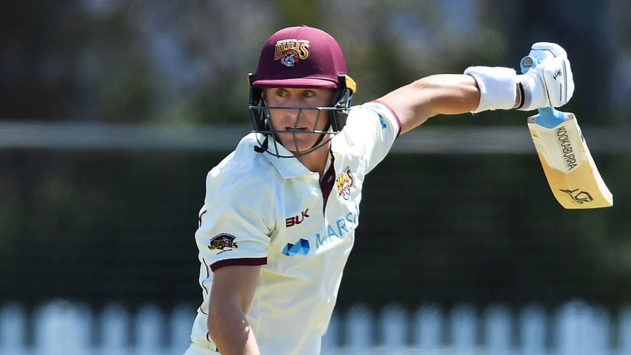Marnus Labuschagne lived a charmed life on the second day, Queensland v Tasmania, Sheffield Shield, Park 25, Adelaide, October 11, 2020