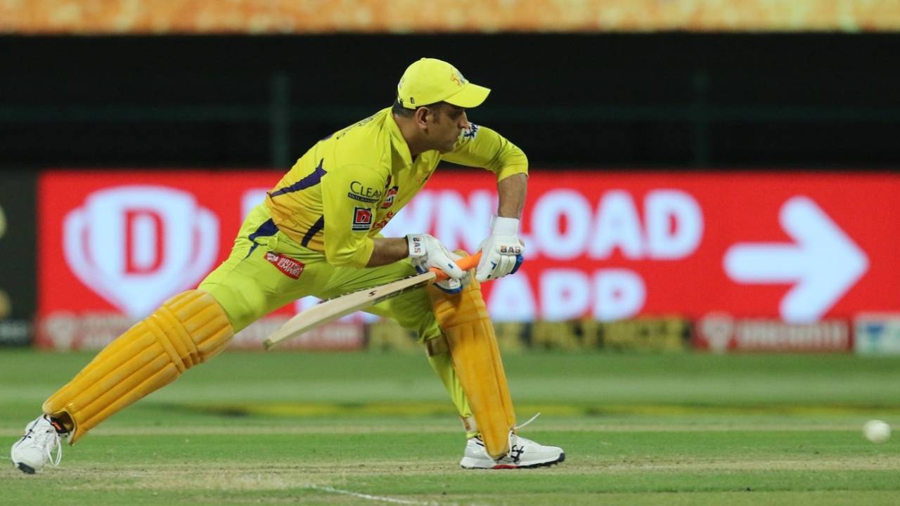 MS Dhoni failed to get going again, scoring a run-a-ball 28 with two fours, Chennai Super Kings vs Rajasthan Royals, IPL 2020, Abu Dhabi, October 19, 2020