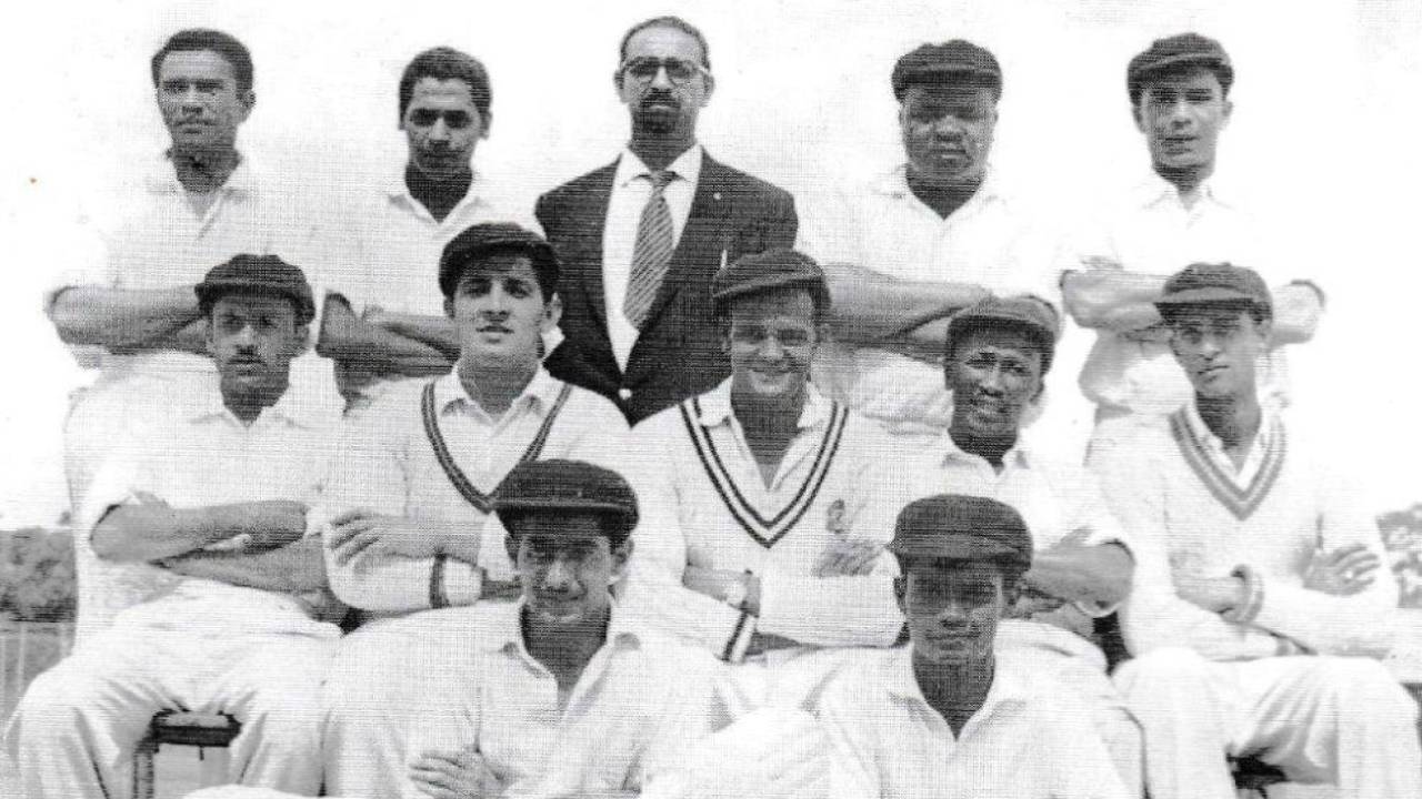 Amien Variawa (standing, first from left) and the SA Haque Invitation side that beat Johnny Waite's XI&nbsp;&nbsp;&bull;&nbsp;&nbsp;Aslam Khota/Across the Great Divide