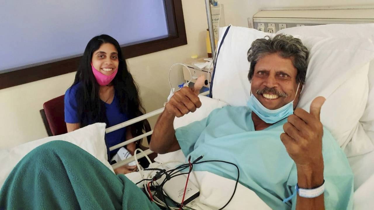 An emergency coronary angioplasty was performed on Kapil Dev