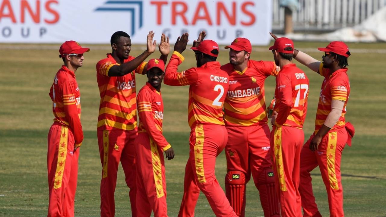 Carl Mumba celebrates after dismissing Abid Ali, Pakistan vs Zimbabwe. 1st ODI, Rawalpindi, October 30, 2020