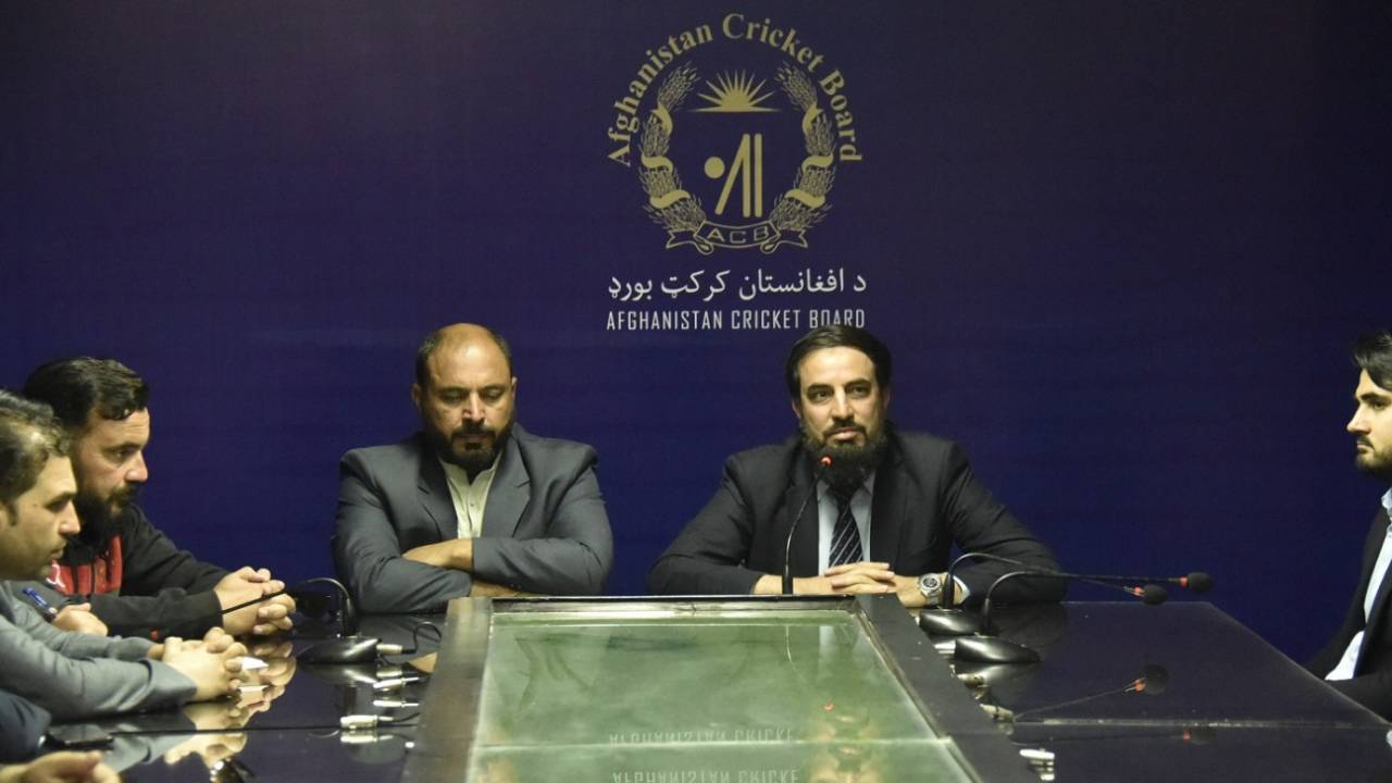 Rahmatullah Qureishi (right), the new CEO of the Afghanistan Cricket Board (ACB), during a board meeting in Kabul on Monday&nbsp;&nbsp;&bull;&nbsp;&nbsp;Afghanistan Cricket Board