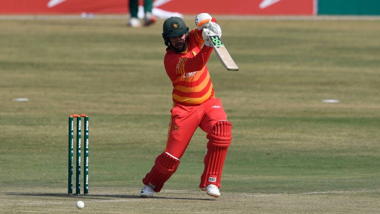 Brendan Taylor drives towards the covers, Pakistan vs Zimbabwe, 3rd ODI, Rawalpindi, November 3, 2020