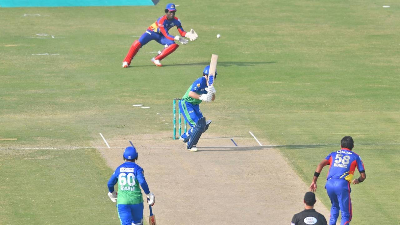 Adam Lyth nicks one off Waqas Maqsood to Chadwick Walton behind, PSL 2020, Multan Sultans vs Karachi Kings, Karachi, November 14, 2020