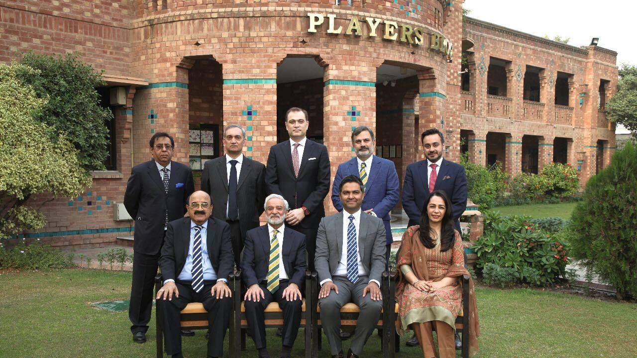 The Pakistan Cricket Board members pose for a photo
