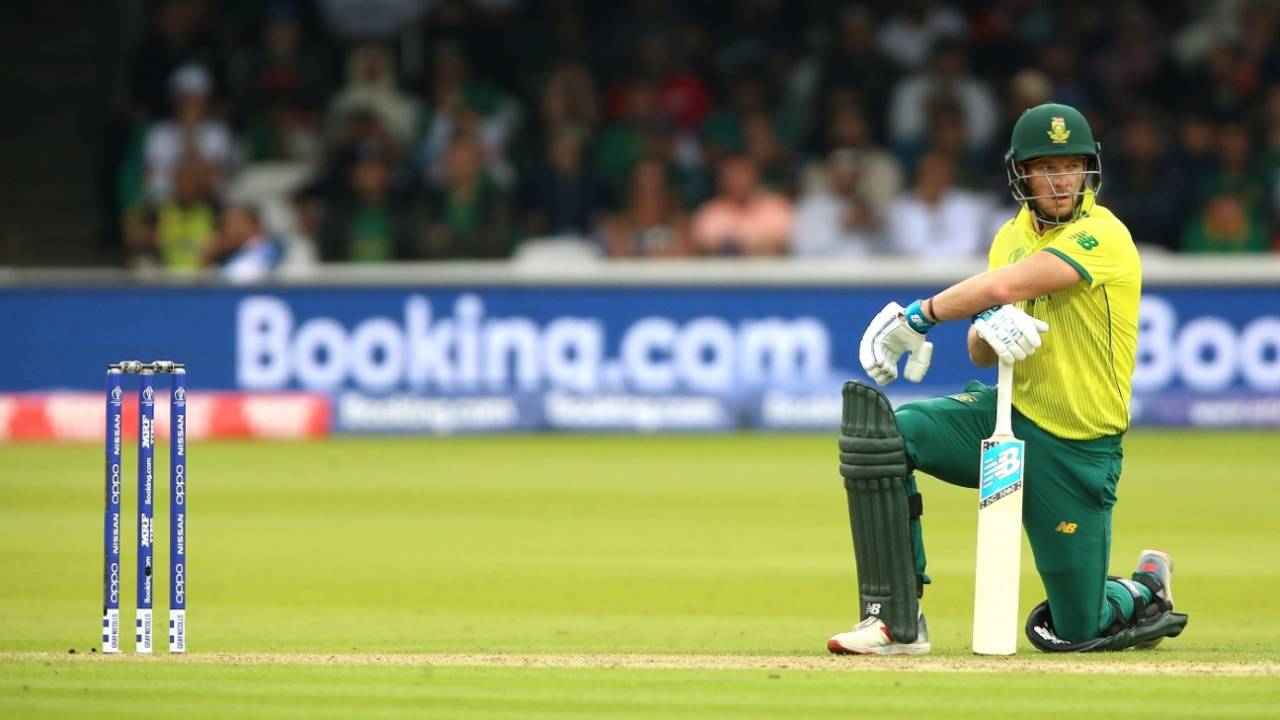 David Miller takes a breather during South Africa's World Cup clash with Pakistan at Lord's. , Pakistan v South Africa, World Cup 2019, Lords, June 7, 2019